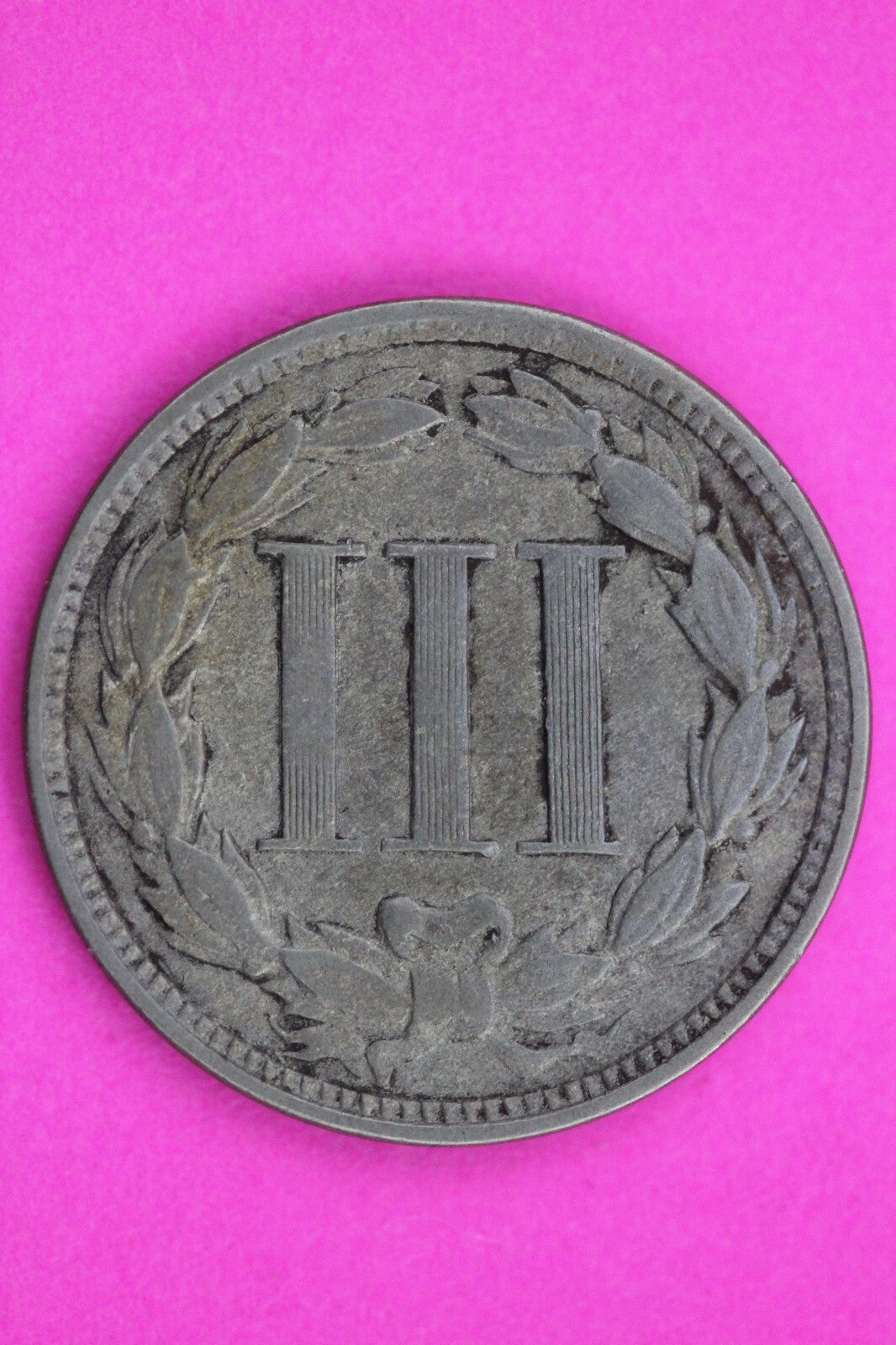 1868 Three 3 Cent Nickel Scarce Semi Key Date Type Coin Philadelphia Mint 270