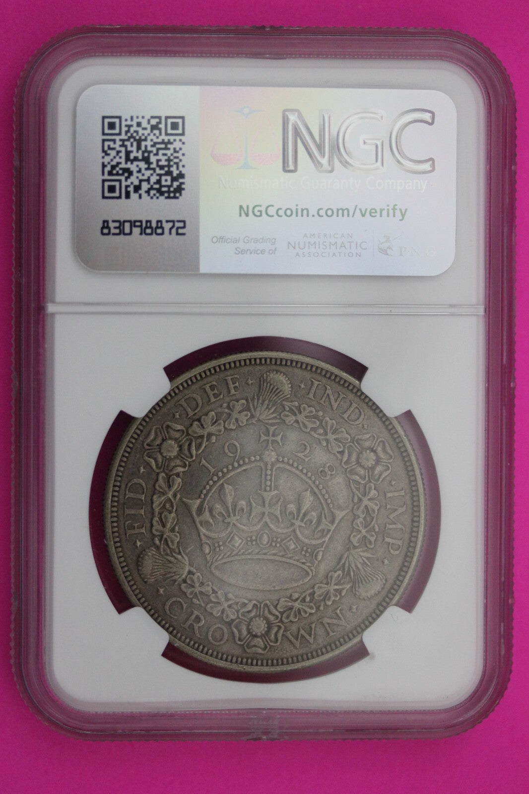 1928 VF 30 Great Britain Crown Silver Coin NGC Authentic Certified Graded 205