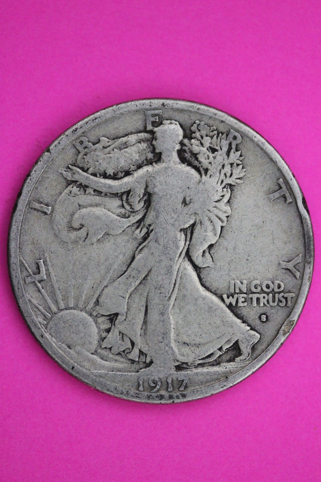 1917 S OBV Walking Liberty Silver Half Dollar Guaranteed Authentic Genuine 2357