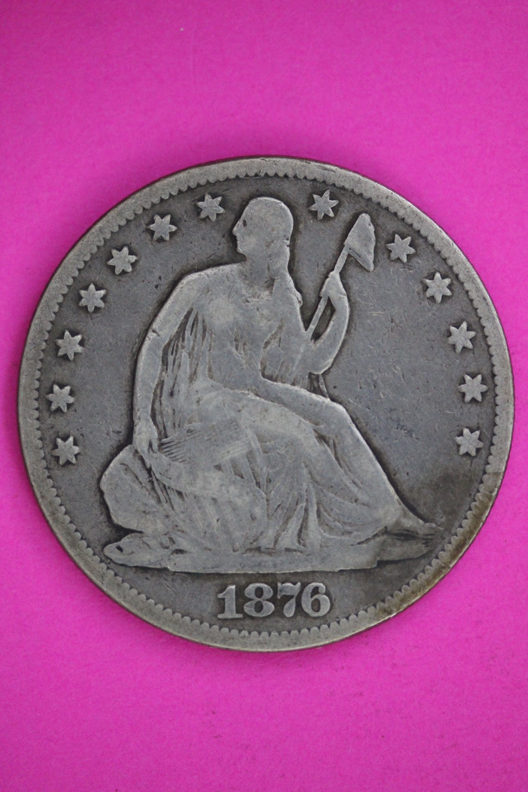 1876 P Seated Liberty Silver Half Dollar Guaranteed Authentic Genuine Coin 2856