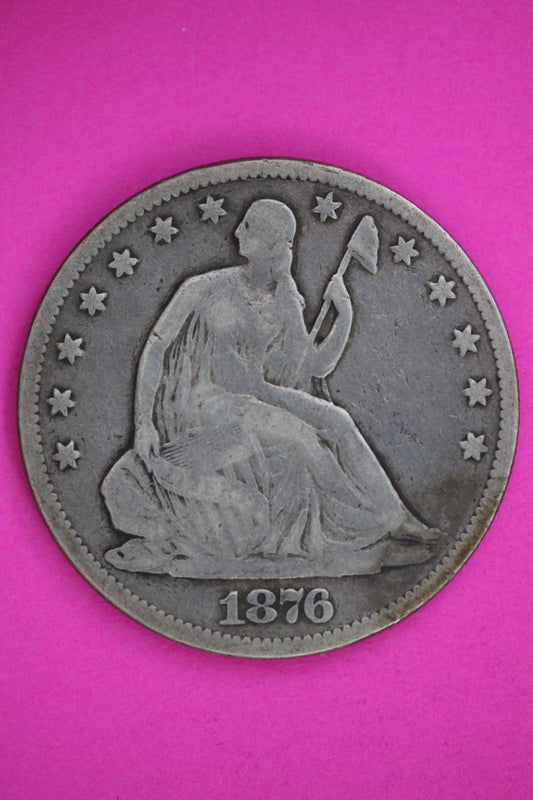 1876 P Seated Liberty Silver Half Dollar Guaranteed Authentic Genuine Coin 2856
