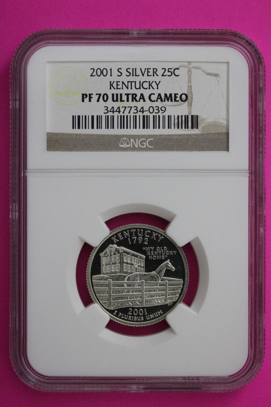 2001 S PF 70 Kentucky Silver State Quarter NGC Certified Authentic Slab 445