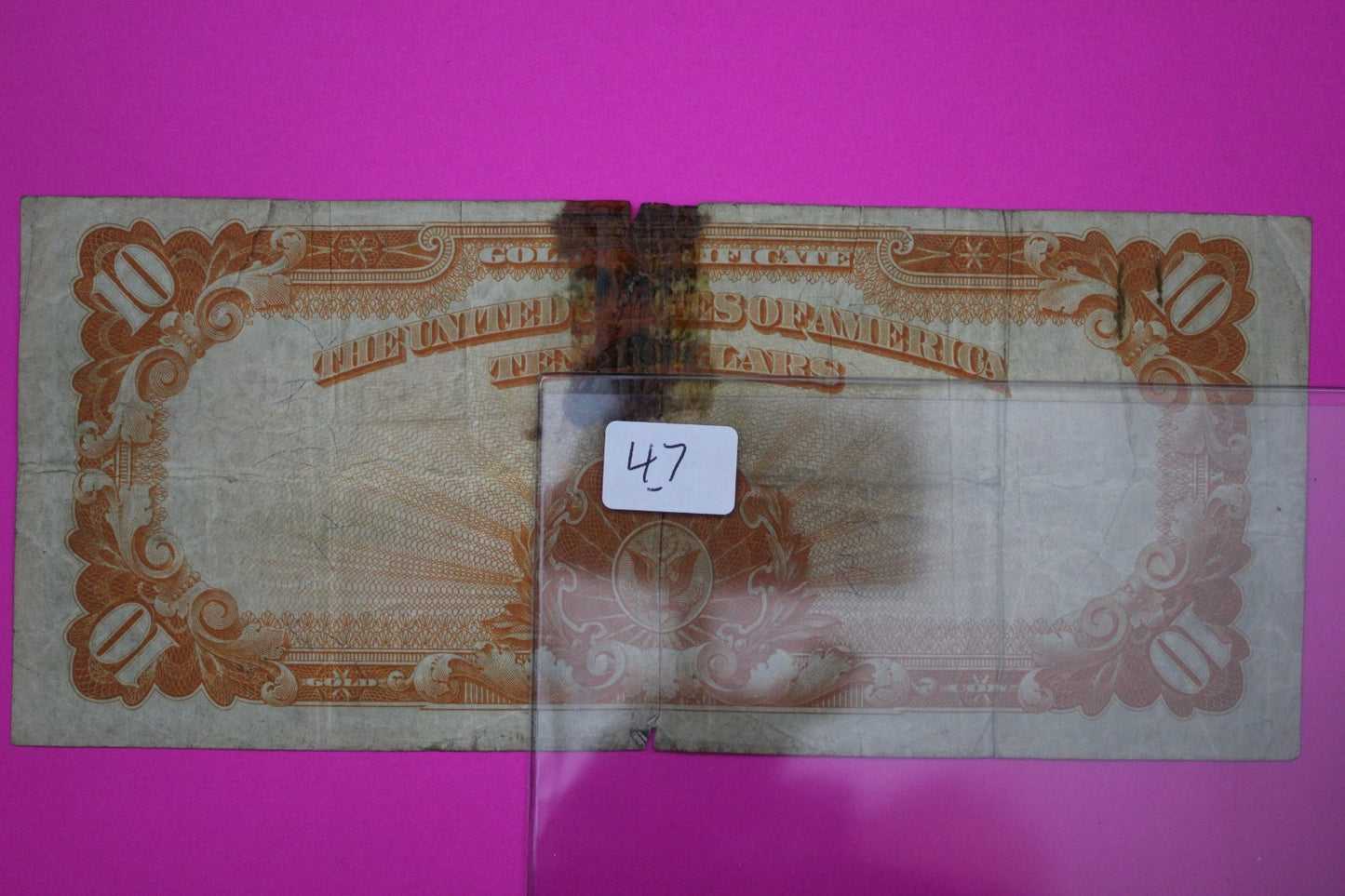 1922 $10 Ten Dollars Gold Certificate FR 1173 Guaranteed Authentic & Genuine 47