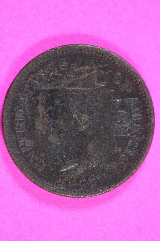 Scratched 1866 Bronze Indian Head Cent Penny Early Type Exact Coin Pictured 282