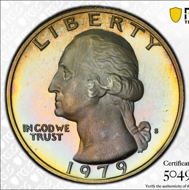 Toned 1979 S Type 2 PR 69 DCAM Washington Quarter PCGS Graded Certified Slab 85