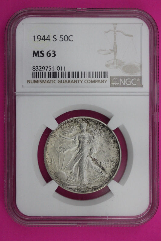 1944 S MS 63 Walking Liberty Half Dollar NGC Graded Certified Authentic 292