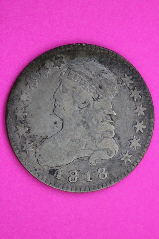 1818/15 Bust Cap Quarter Lady Liberty Rare Silver Key Date Coin Authentic 0569N