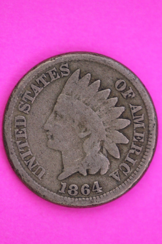 1864 Odd Rim Copper Nickel Indian Head Cent Penny Type Exact Coin Shown 340