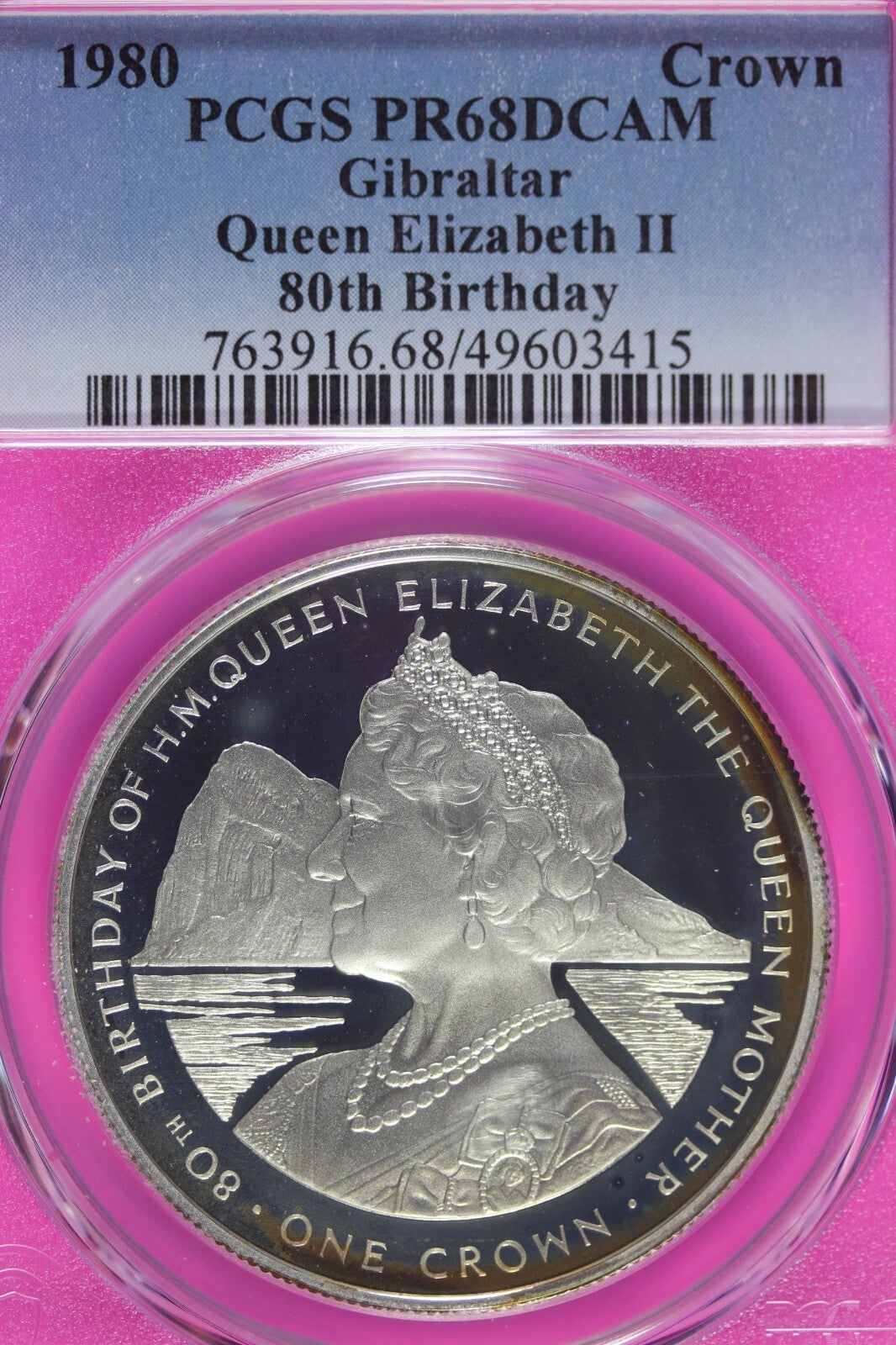Toned 1980 PR 68 DCAM Crown Gibraltar  PCGS Queen Elizabeth 80th Birthday 538