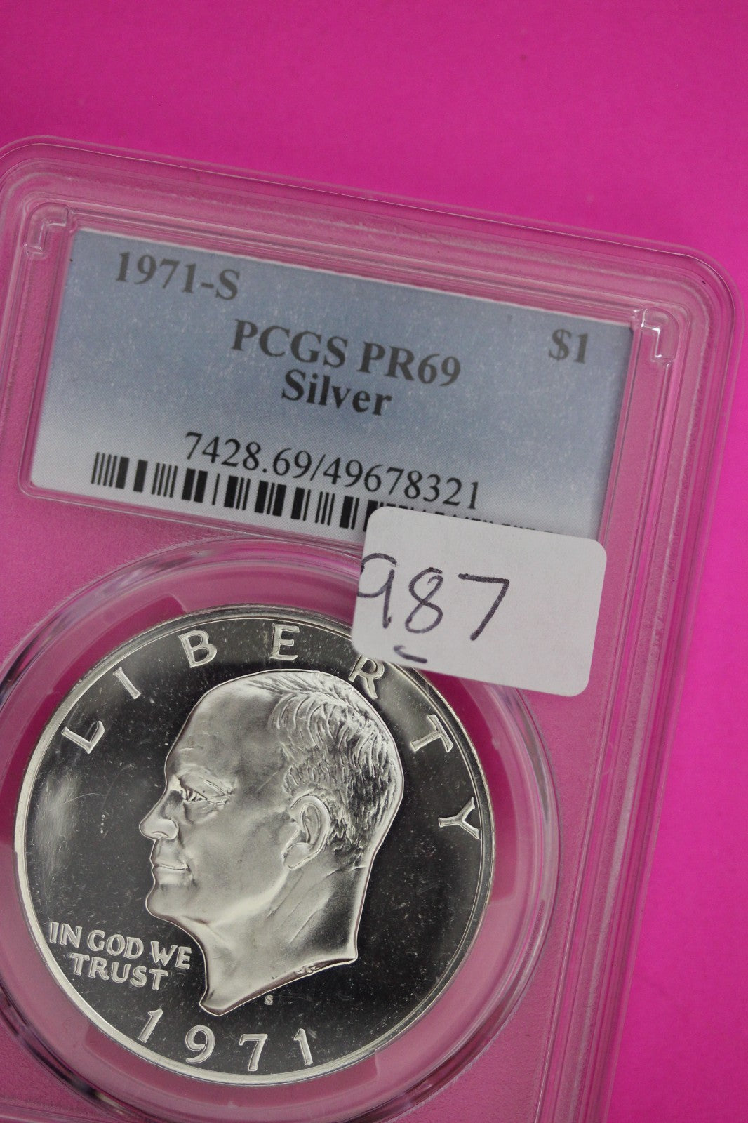 1971 S PR 69 CAM Silver Ike Eisenhower Dollar PCGS Certified Authentic Slab 987
