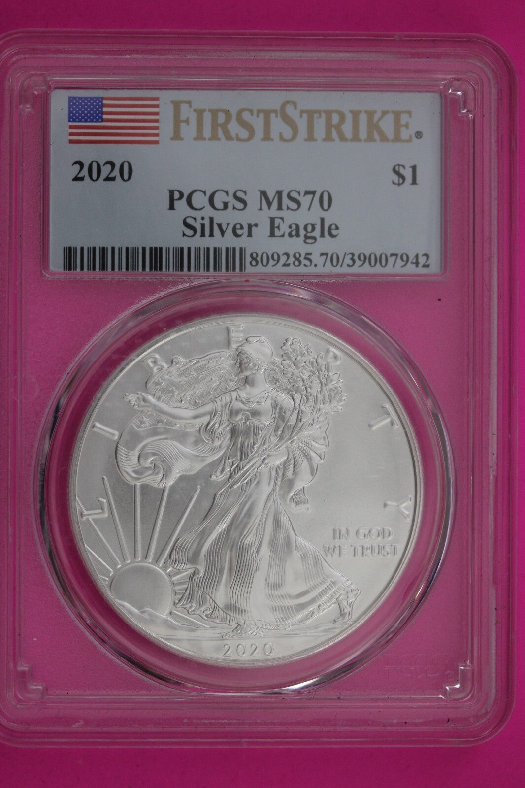 2020 MS 70 Silver Eagle Coin 1 OZ .999 PCGS Certified Graded Authentic Slab 601