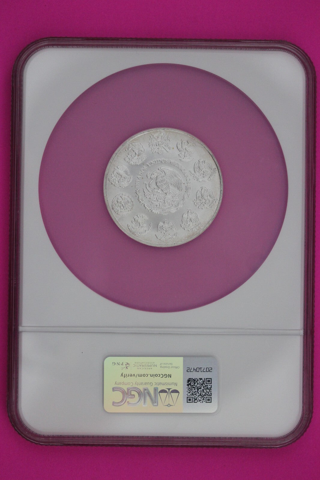 2014 MS 69 Mexico Libertad 2 Onza 2 Ounces .999 Silver NGC Certified Slab 7004
