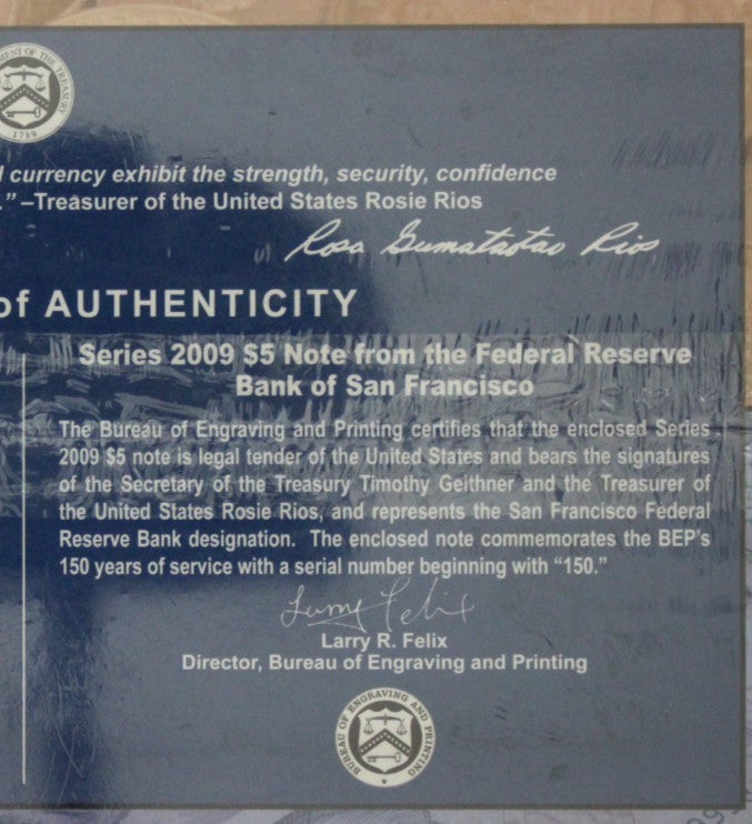 Mint Sealed 2012 Coin & Currency Set Proof 1 OZ Silver Eagle & $5 Note COA 9017