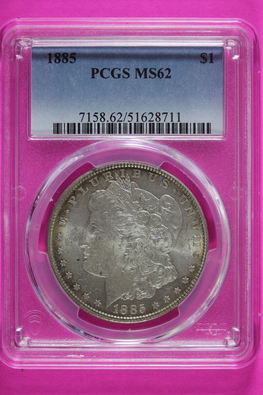 Toned 1885 P MS 62 Liberty Morgan Silver Dollar PCGS Certified Graded Slab 921