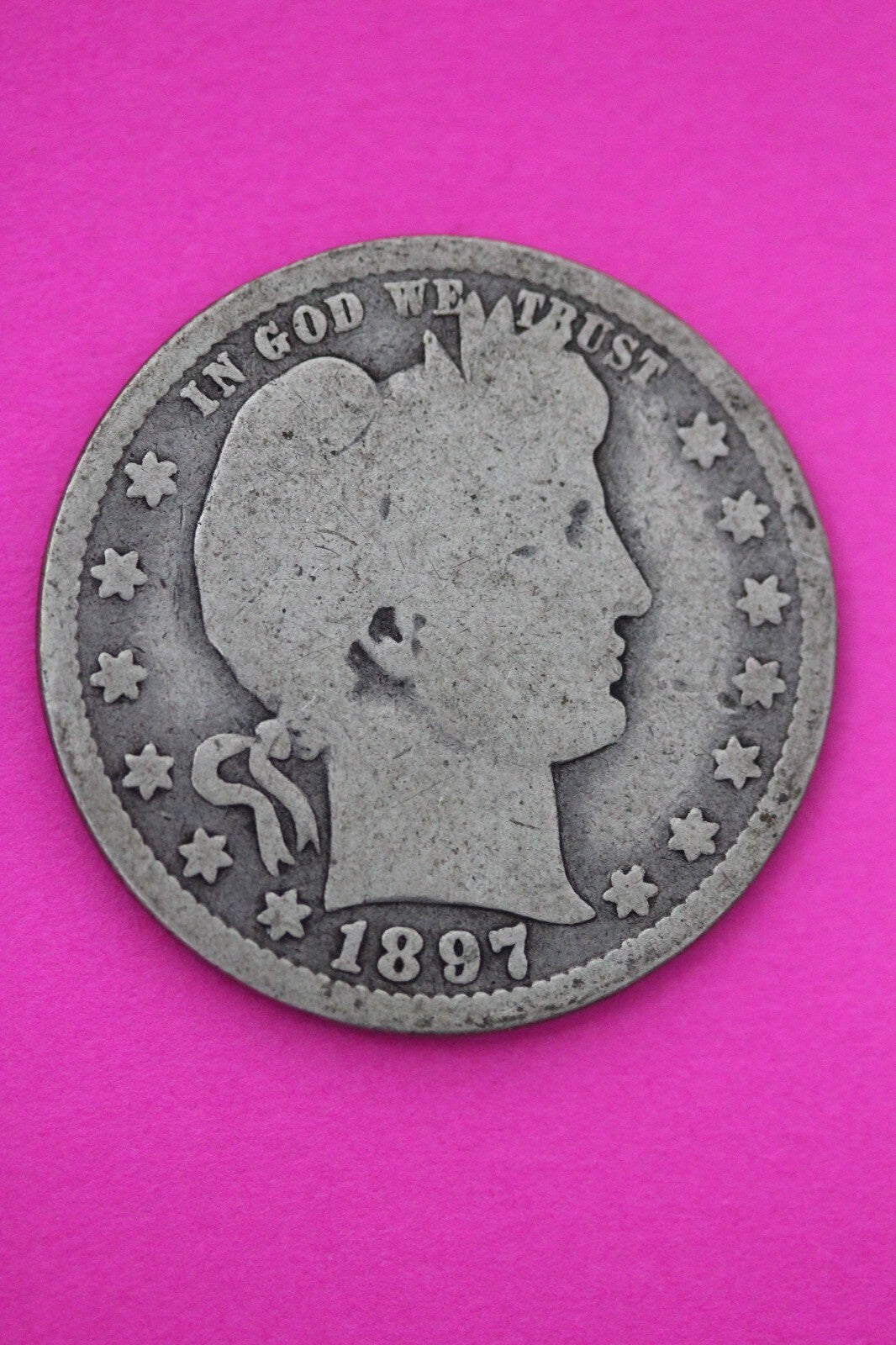 1897 O Barber Liberty Silver Quarter Scarce Semi Key Date New Orleans Mint 06