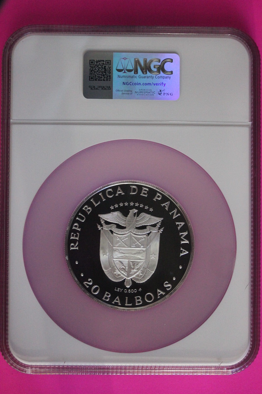 Very Rare 1983 Panama Silver 20 Balboas PF 69 Ultra Cameo NGC Graded Slab 7113