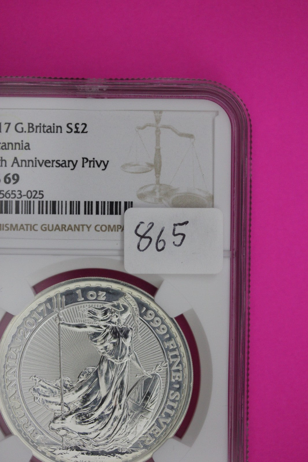 2017 MS 69 Great Britain £2 Britannia 20th Anniversary Privy NGC Graded 865