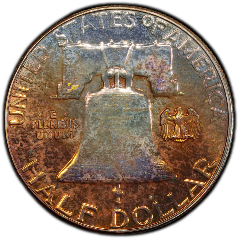 Rainbow Toned 1961 Silver PR 65 Ben Franklin Half NGC Graded Authentic Slab 164