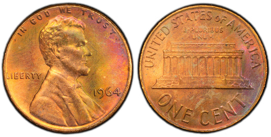 Toned 1964 P MS 65 RB Abraham Lincoln Memorial Cent PCGS Graded Slab 426