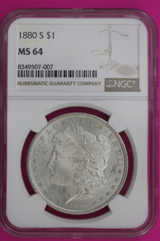 1880 S MS 64 Liberty Morgan Silver Dollar NGC Certified Graded Authentic 1013