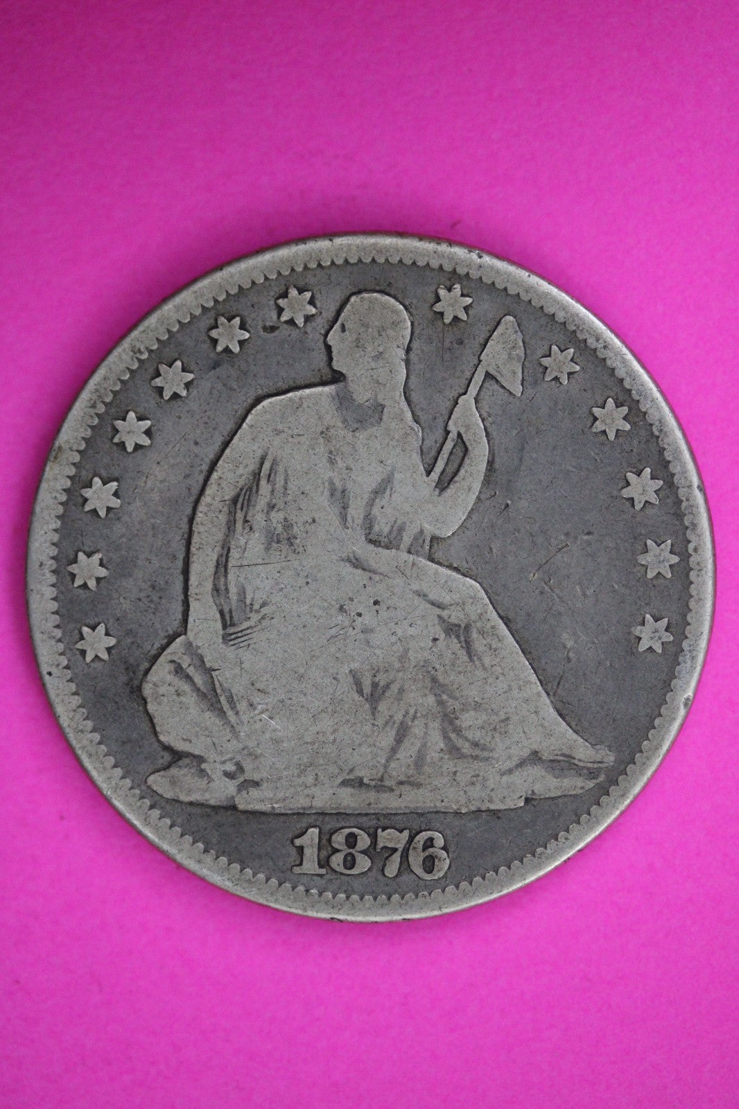 1876 P Seated Liberty Half Dollar Silver Guaranteed Authentic Genuine Coin 2907