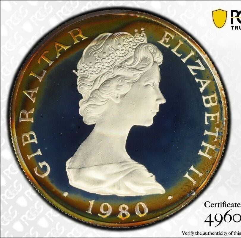 Toned 1980 PR 68 DCAM Crown Gibraltar  PCGS Queen Elizabeth 80th Birthday 538