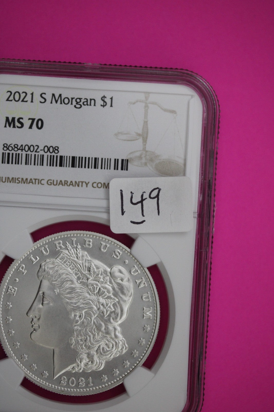 2021 S MS 70 Morgan Silver Dollar NGC Authentic Certified Graded Coin Slab 149