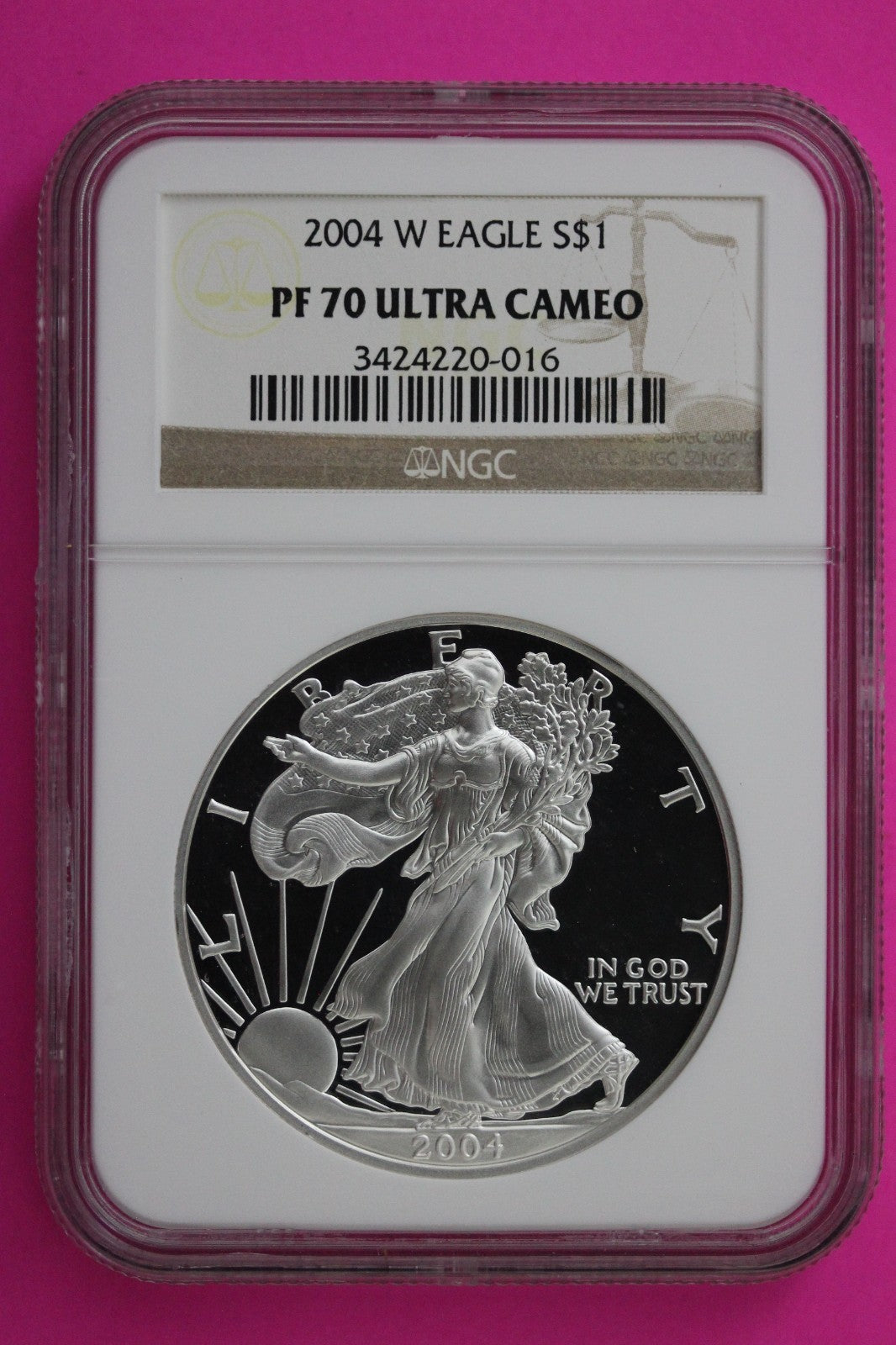 2004 W PF 70 Proof DCAM Silver American Eagle NGC Certified Authentic Graded 282