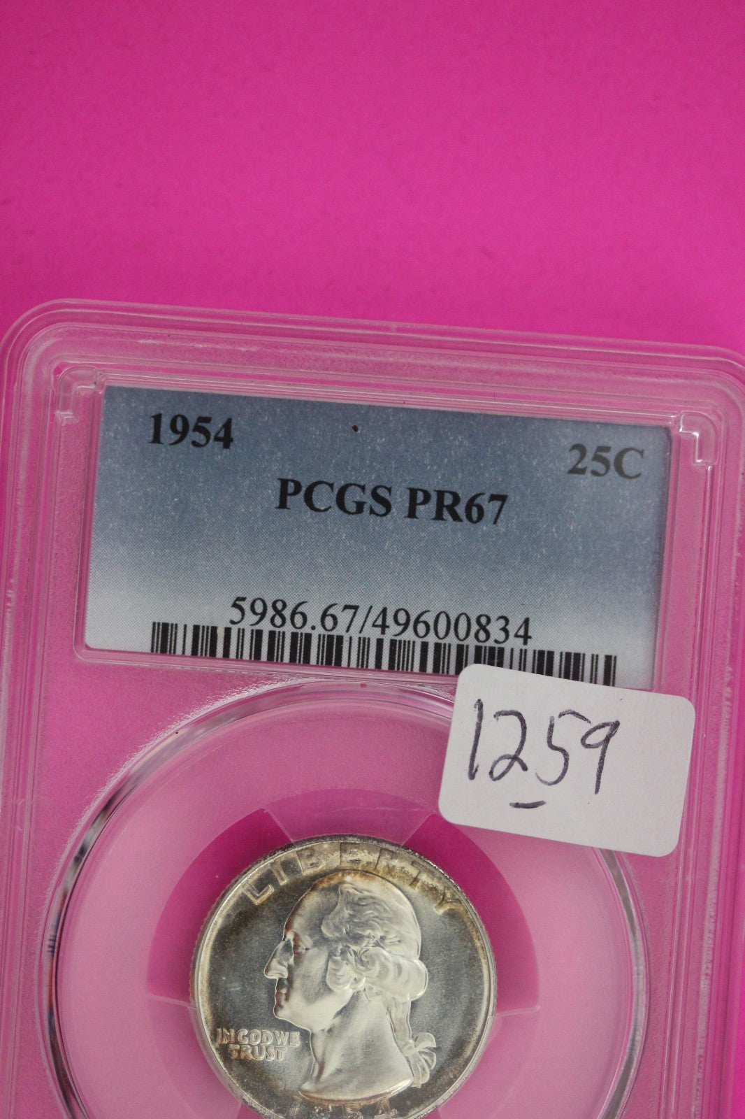 Toned 1954 PR 67 Washington Silver Quarter PCGS Certified Graded Authentic 1259
