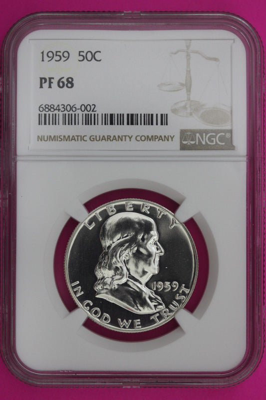 1959 PF 68 Ben Franklin Half Dollar NGC Graded Certified Authentic Slab 1137