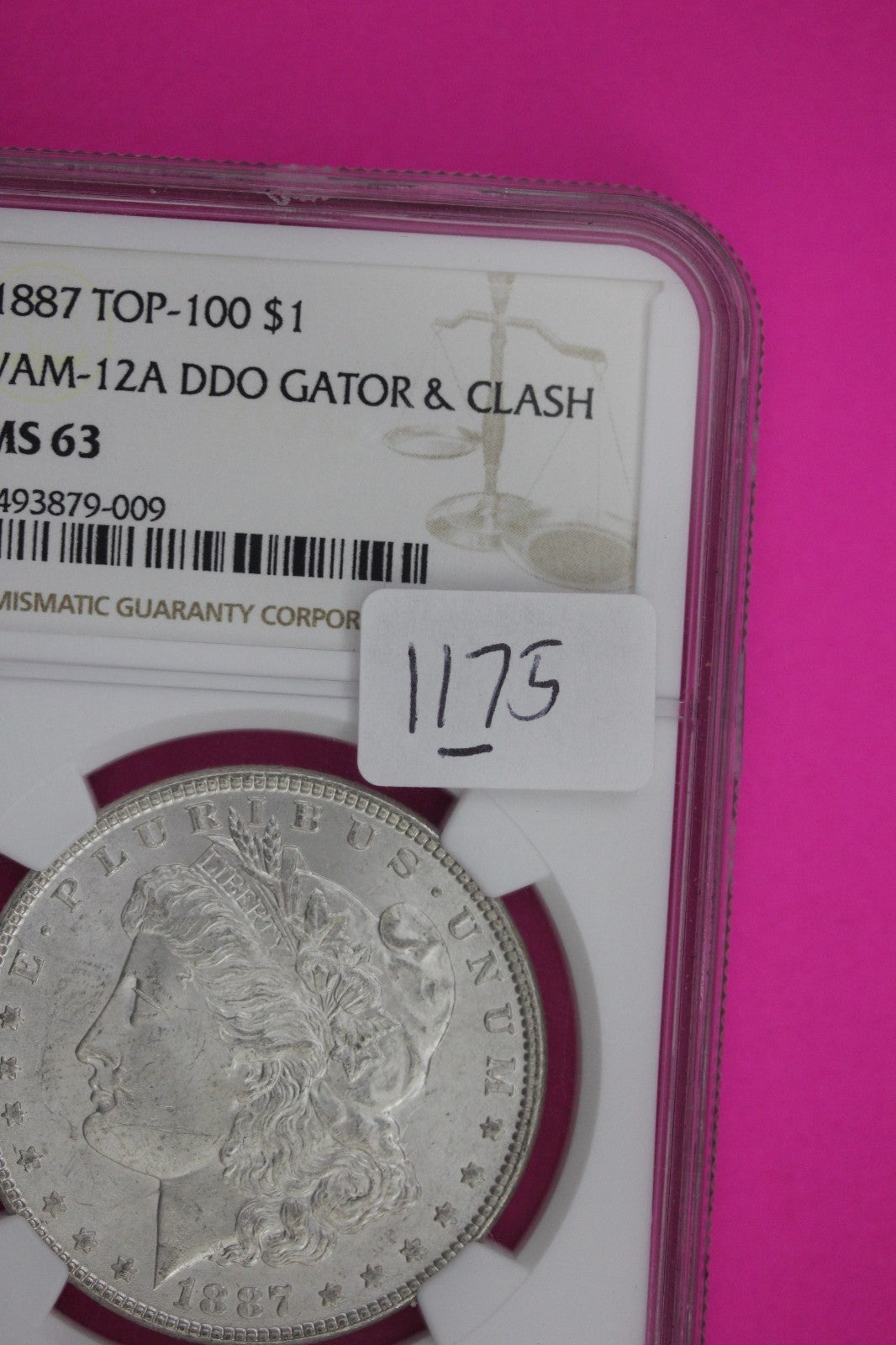 1887  MS 63 Liberty Morgan Silver Dollar VAM 12A DDO Gator & Clash NGC Slab 1175