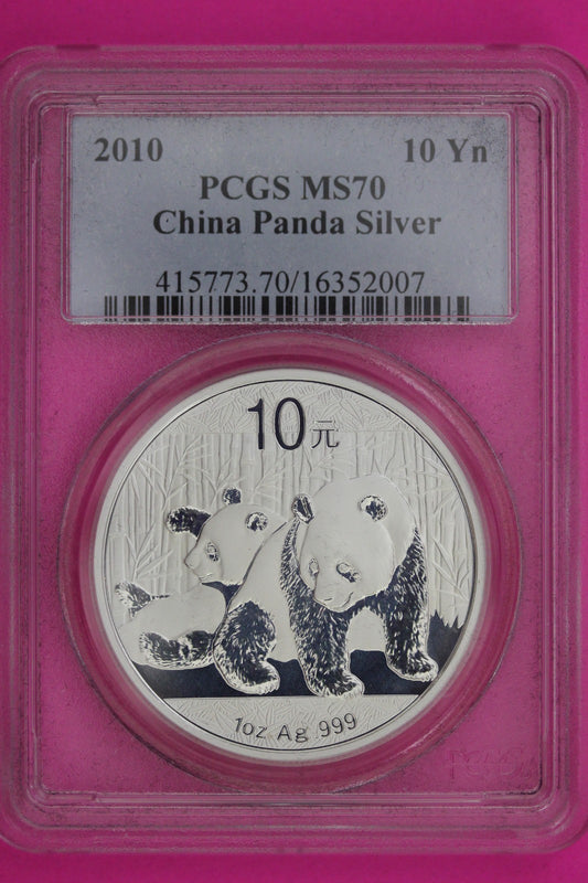 2010 MS 70 China Panda 1 OZ Silver Coin PCGS Certified Graded Authentic Slab 916