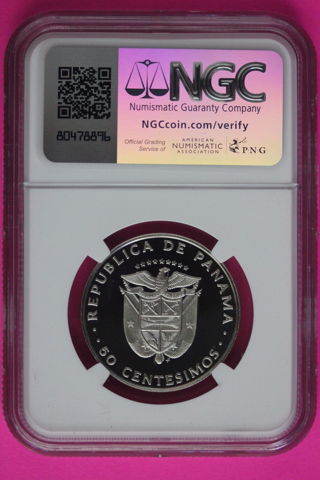 1977 Panama PF 69 Ultra Cameo Proof 50 Centesimos NGC Graded Authentic Slab 1039