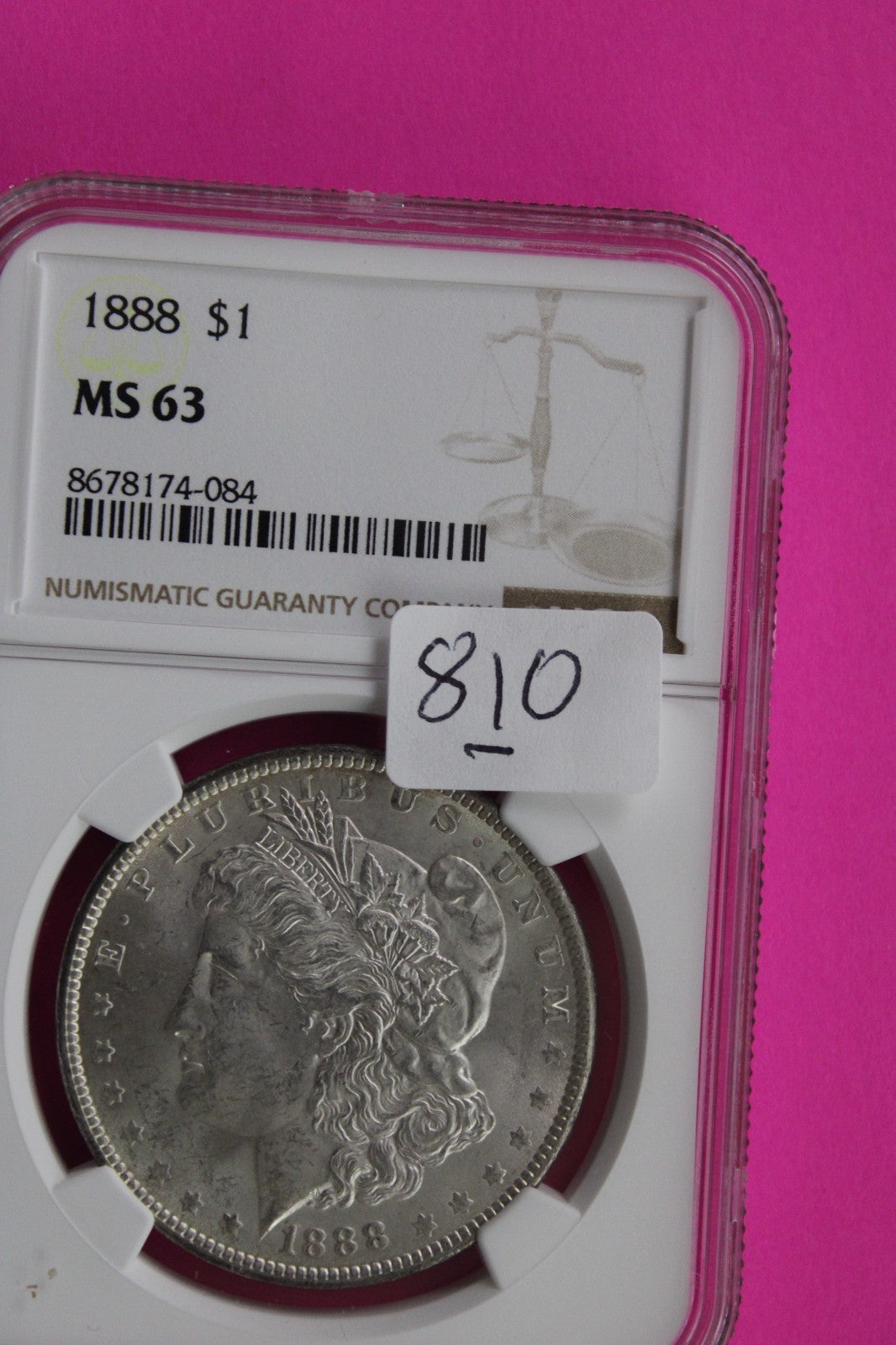 1888 P MS 63 Liberty Morgan Silver Dollar NGC Certified Graded Authentic 810