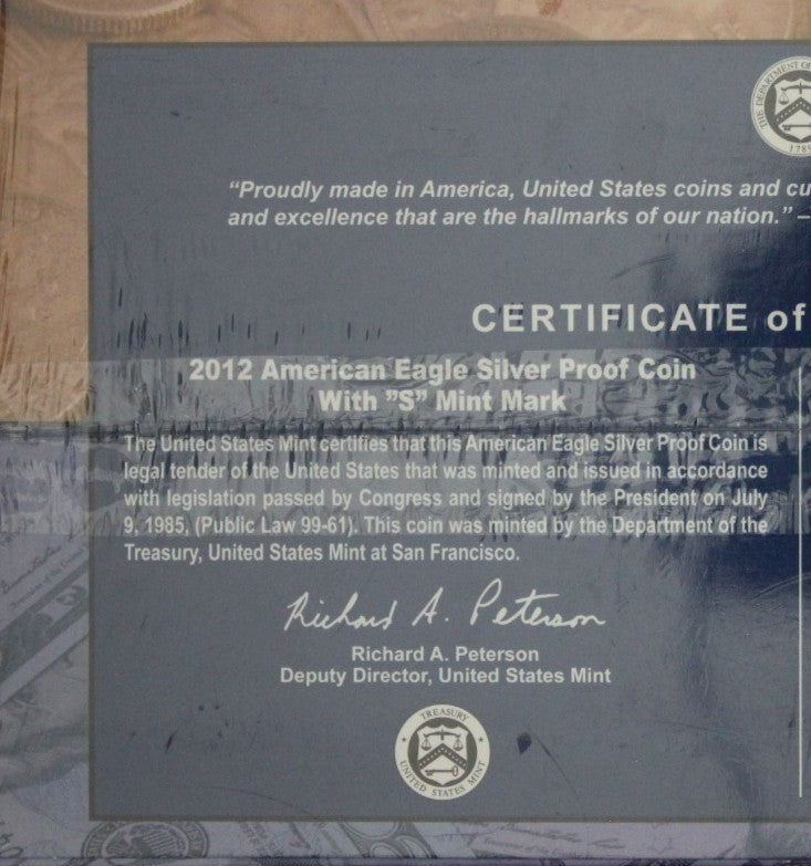 Mint Sealed 2012 Coin & Currency Set Proof 1 OZ Silver Eagle & $5 Note COA 9003