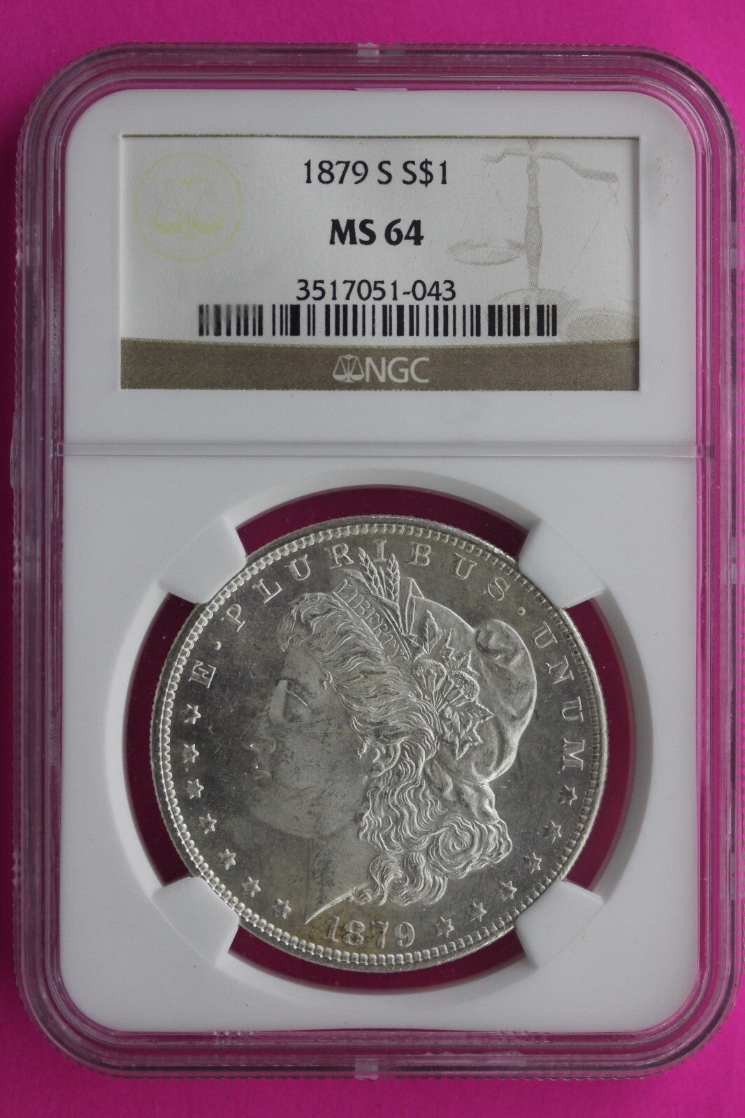 Rare 1879 S MS 64 Liberty Morgan Silver Dollar NGC Certified Authentic Slab 868