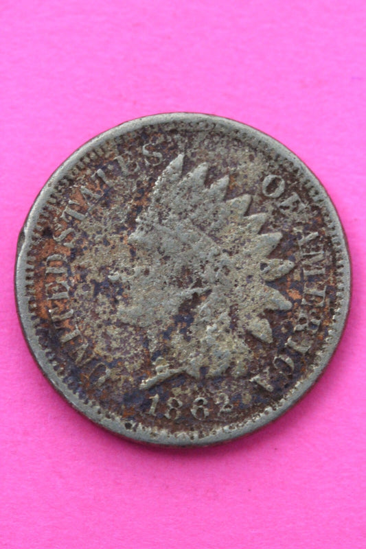 1862 Copper Nickel Indian Head Cent Penny Exact Early Type Coin Pictured 189