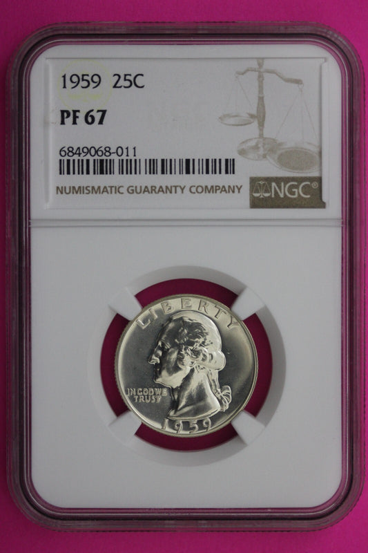 1959 PF 67 Proof Washington Silver Quarter NGC Certified Graded Authentic 421