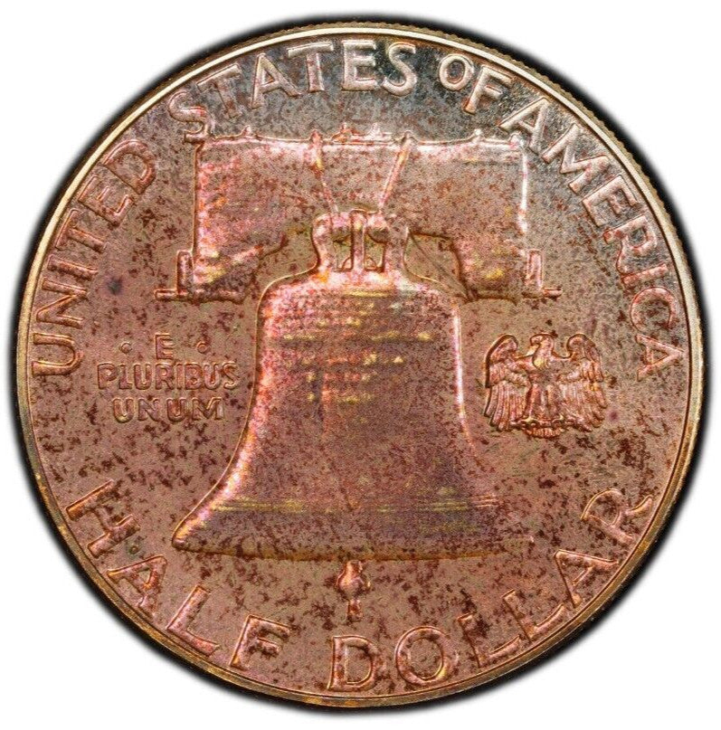 Rainbow Toned 1962 Silver PR 65 Ben Franklin Half PCGS Graded Authentic Slab 171