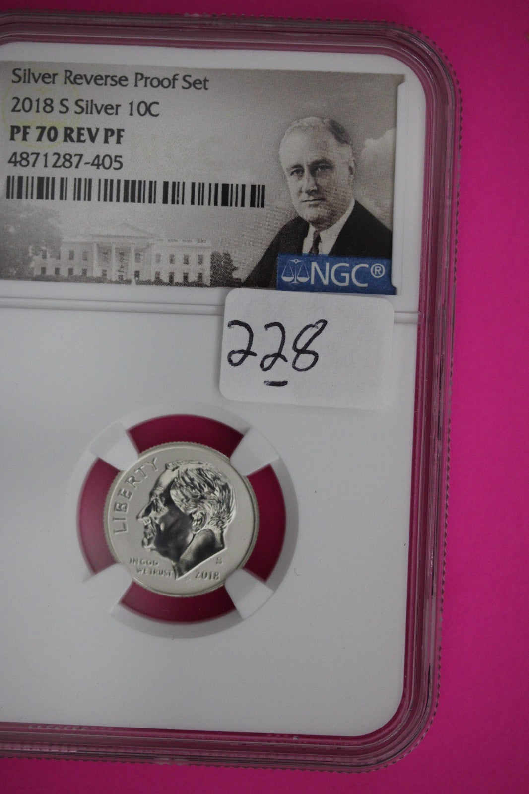 2018 S PF 70 Reverse Proof Roosevelt Silver Dime 1 Coin From a Proof Set NGC 228