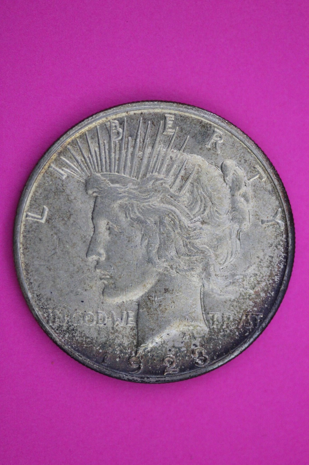Toned 1923 S Peace Silver Dollar LIberty Coin Guaranteed Authentic 0326N