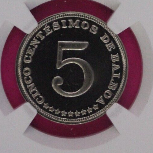 Top Pop 1974 Panama PF 69 Proof  5 Centesimos NGC Graded Authentic Slab 855
