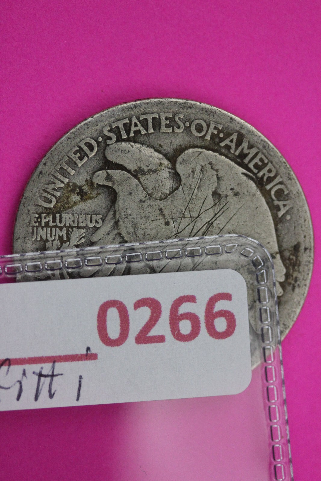 1916 D OBV Walking Liberty Silver Half Dollar Walker Graffitti Authentic 0266N