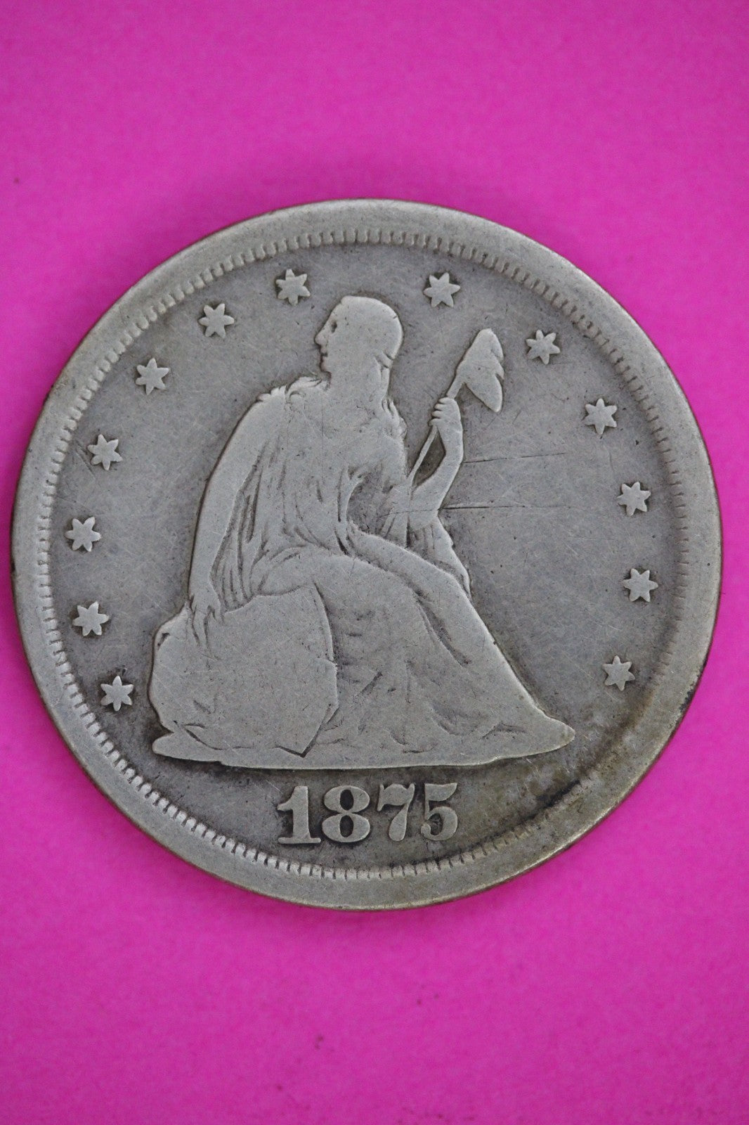 1875 S 20 Twenty Cent Silver Coin Guaranteed Authentic & Genuine USA Seller 2835