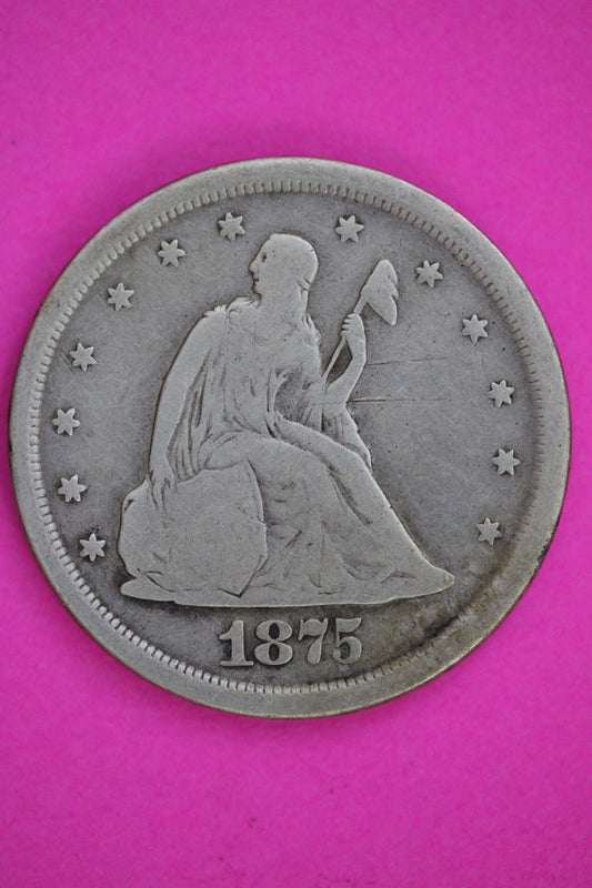 1875 S 20 Twenty Cent Silver Coin Guaranteed Authentic & Genuine USA Seller 2835