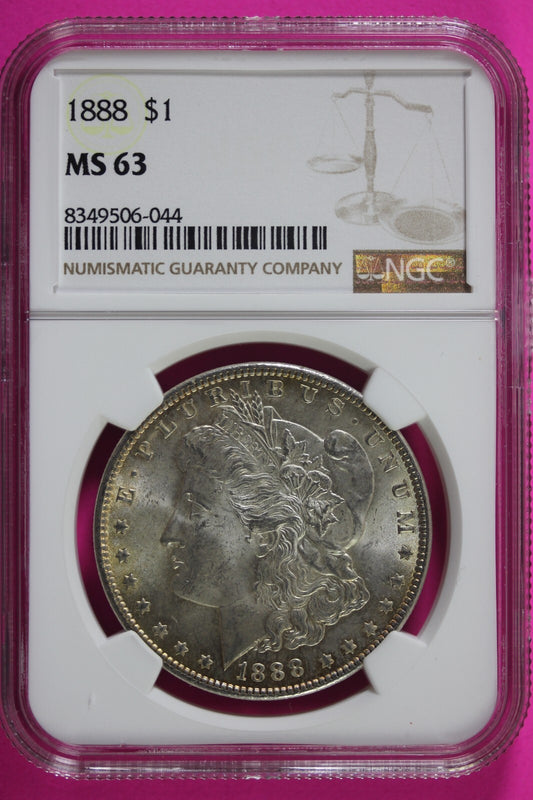 1888 P MS 63 Liberty Morgan Silver Dollar NGC Certified Graded Authentic 654