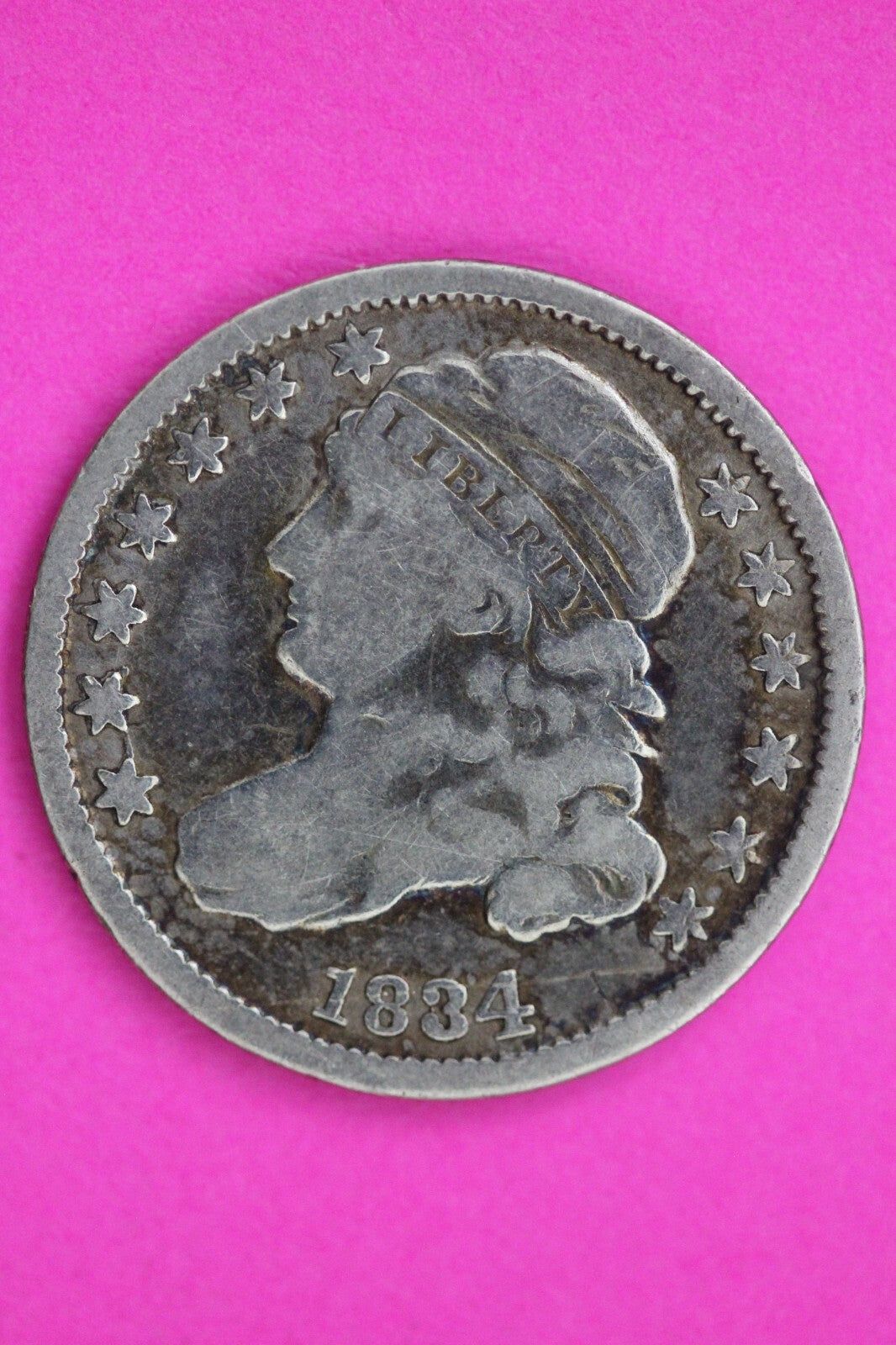 1834 Capped Bust Silver Dime Guaranteed Authentic & Genuine Very Rare Coin 0726N