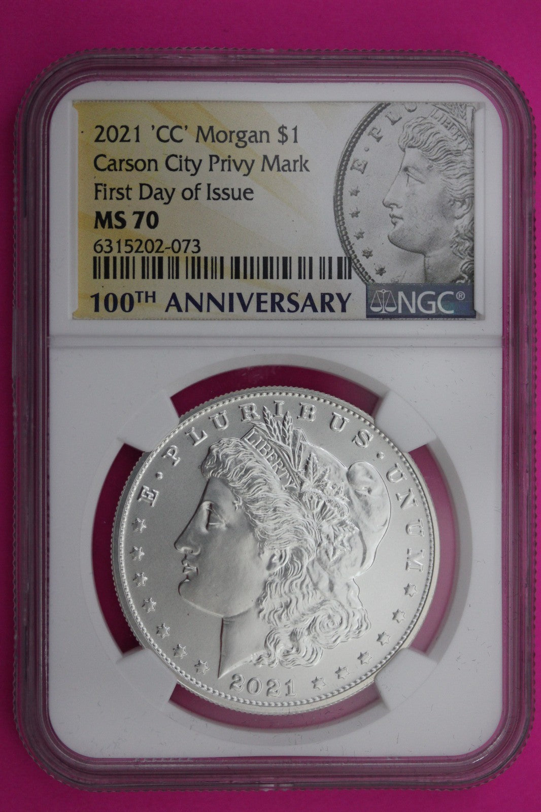 RARE 2021 CC MS 70 Morgan Silver Dollar 1rst Day Issue NGC Authentic Graded 606