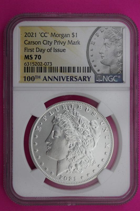 RARE 2021 CC MS 70 Morgan Silver Dollar 1rst Day Issue NGC Authentic Graded 606