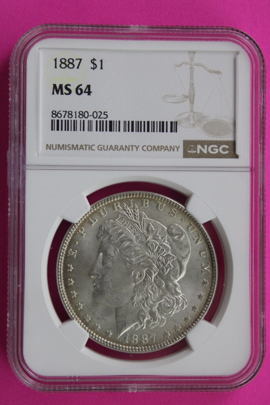1887 P MS 64 Liberty Morgan Silver Dollar NGC Certified Graded Authentic 809